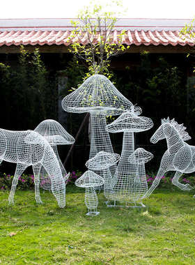 厂家不锈钢仿真镂空马雕塑铁艺网格园林景观草坪装饰广场楼盘摆件