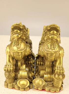 黄铜貔貅一对摆件 飞天貔貅吉祥物家居办公室玄关开业礼品装饰摆
