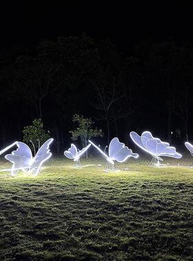 户外不锈钢镂空铁艺蝴蝶园林景观公园庭院小区别墅草坪装饰大摆件
