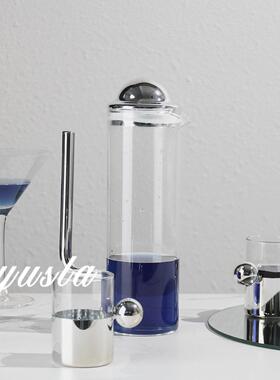 创意圆形酒壶酒具样板房餐桌客厅茶几玻璃醒酒器软装饰品轻奢摆件