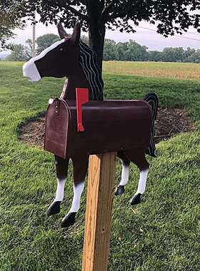 UniqueHorseMailbox金属铁艺狗狗马鸡奶牛猪信箱花园摆件