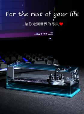 黑珍珠号游轮流体漂流瓶摆件海盗船桌面礼品生日礼物永不沉没翻船