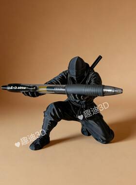 跨境爆款3D打印忍者武士创意笔架摆件 桌面笔托