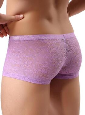 Q 64624 Men's Lace Low Rise Boxer Briefs 士蕾丝平角裤