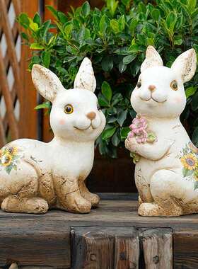 复古户外花饰猫咪园装猫咪卡通动装物饰摆花园庭院露台阳件台布置