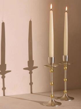 北欧风格金属复古烛台摆件客厅酒店餐桌家用浪漫氛围感蜡烛台座