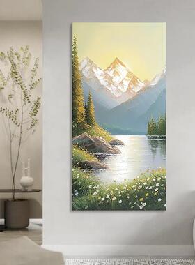 网红水青大芬村水日照金山风景客厅装饰画山绿入户玄画关挂纯手绘
