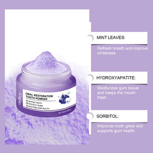 ORALHOE Purple Teeth Whitening Powder for Gum Protection, Fr - 图1