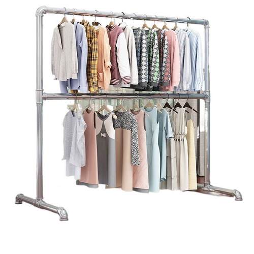 镀锌水管钢管晾衣架落地挂衣架室内外阳台单双杆晒衣架晒被衣服架 - 图3