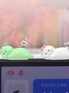 新款车载摆件饰品办公室电脑装饰品趴趴小动物可爱动物躺平小摆件