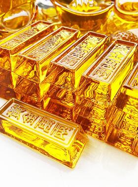 黄水晶金条琉璃金砖家居装饰品纳福开业礼品工艺品摆件厂家