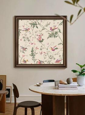 中古风植物线稿素描挂画入户玄关装饰画小众艺术挂画法式餐厅壁画