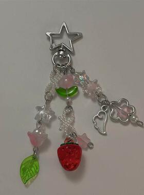 Cute strawberry bow keychain y2k coquettish fairytale lily o