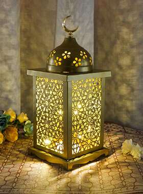 跨境新款中东日摩d洛哥镂空铁艺复古le灯风SAX节家居装饰摆件