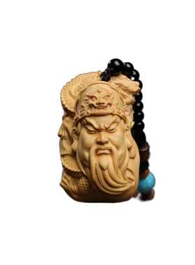 小叶黄杨木雕刻手把件男士随身文玩把玩件佛魔一念之间汽车木挂件