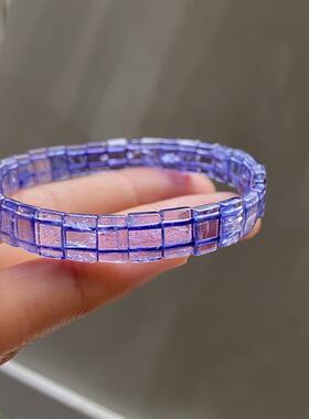 新品天然电光蓝坦桑石手牌水晶手链精美流行男女手串规8*5.4*3mm