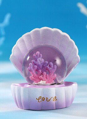 爆款海洋系列水晶球摆件迷你小乌龟儿童发光玻璃球微景观桌面装饰