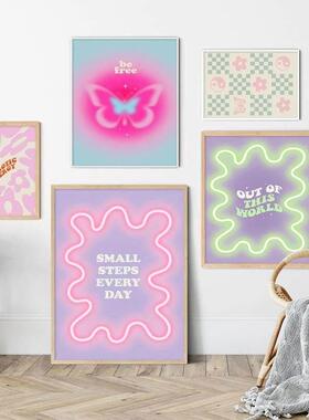 Colorful Pastel Canvas Painting Aesthetic Poster Wall Decor
