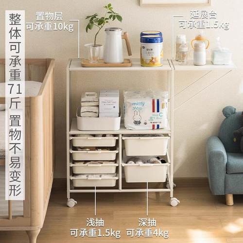 厨房餐边柜多层置物架落地式收纳储物柜多功能客厅可移动推车家用 - 图2