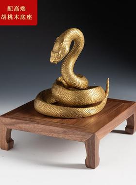 正品025蛇年吉年祥物十二铜生2肖蛇黄饰品家居装饰客厅办公室桌面