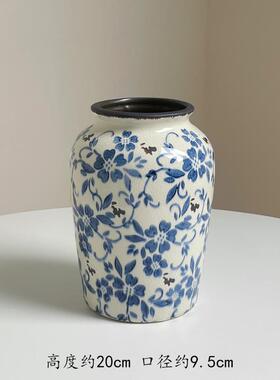 正品高级花感新中式复古青花瓷陶瓶水养插花瓷鲜客厅玄关装饰品花