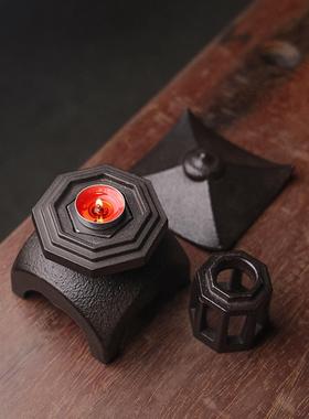 中式复古铸铁烛台蜡烛熏香炉家用室内茶桌宫灯摆件雪见灯创意香炉