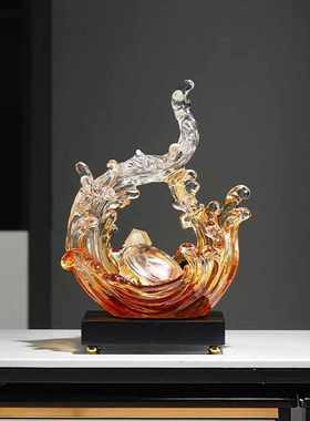 装饰品玄起收纳客厅摆件关户新风生水艺术透明现代办公室中式