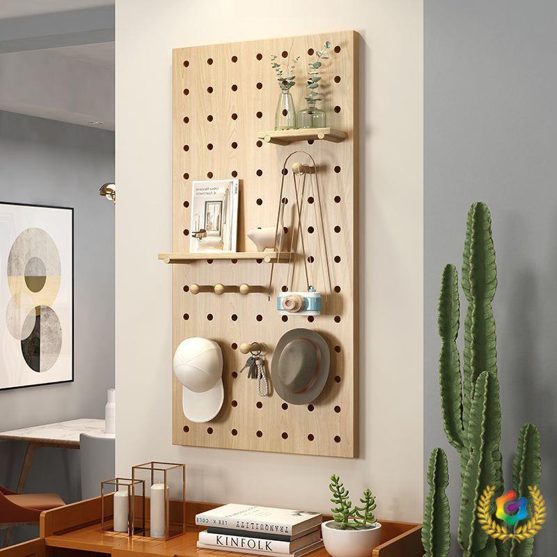 Quality hole book board solid wood wall storage rack wooden wall hanging wall rack partition storage rack wall hanging see details rack