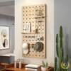Quality hole book board solid wood wall storage rack wooden wall hanging wall rack partition storage rack wall hanging see details rack