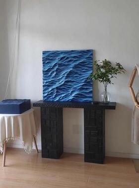 海浪装饰画掌心海客厅卧室玄关壁画沙发背景墙蓝色大海肌理感挂画