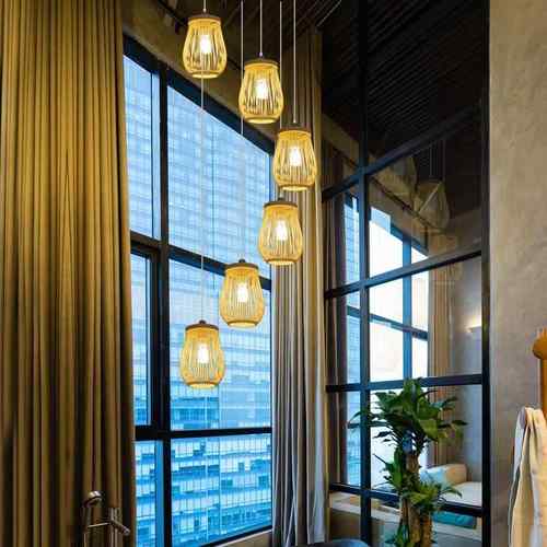 新中式旋转楼梯吊别灯长吊灯灯复式楼民跃层GYD-1005墅楼梯间转角 - 图0