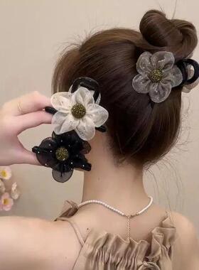Elegant Net Mesh Rhinestone Flower Hair Clip for Women, 2025