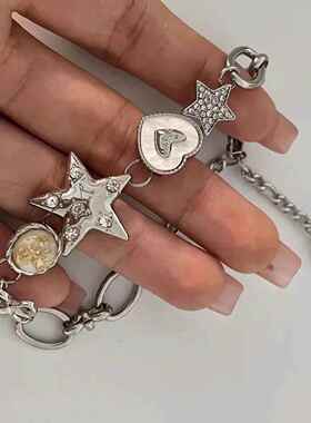 金属感星星爱心拼接男款手链女手串小众设计高级感情侣款饰品新款