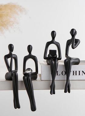 创意简约时尚高级坐姿人物摆件家居客厅酒柜电视柜玄关树脂摆件