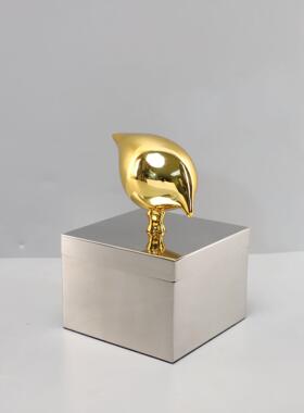 式极简欧轻奢金属小鸟收纳盒摆件样几板电房视柜茶家居客厅装0330