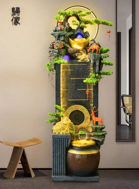 新中式水幕墙客厅鱼缸假山流水办公室招财摆件循环水景观落地装饰