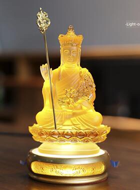 琉璃地藏王菩萨九华山地藏寺庙佛堂家用供奉佛像摆件琥珀色小尺寸