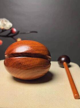 紫檀木木鱼法器实木老式木鱼佛门寺院家用摆件打击乐器台湾小木鱼