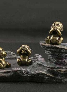 生产加工仿古玩铜器创意卡通猴子挂件古铜工艺品家居办公茶几摆件