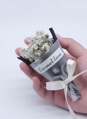 小众礼物一周年礼物二蓝色粉色满天星干花花束送女友手工diy材料
