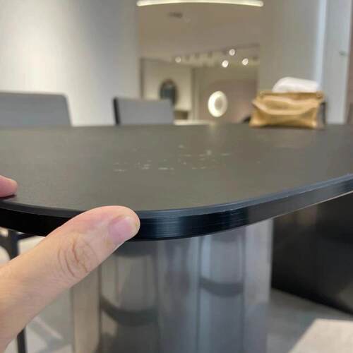 式轻奢进口岩餐桌意大利长方形奢石不锈9981钢脚现板代极简用家桌 - 图2