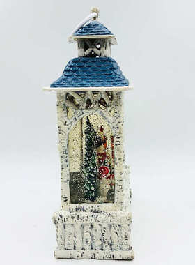 树脂音乐树形欧式复古摆件四蓝白四方工艺品雪人水晶灯风灯风灯