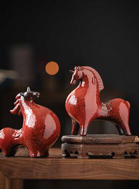 陶瓷小号唐马国风摆件创意家居客厅办公桌面招财马到成功装饰摆设