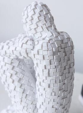 现代个性小雕塑树脂马赛克客厅家居书房办公室电视柜装饰工艺品摆