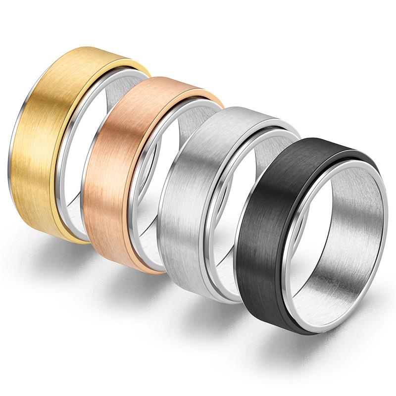 European and American diamond jewelry Amazon cross-border new product 8mm blank titanium steel rotating ring for anti-anxiety and stress reduction