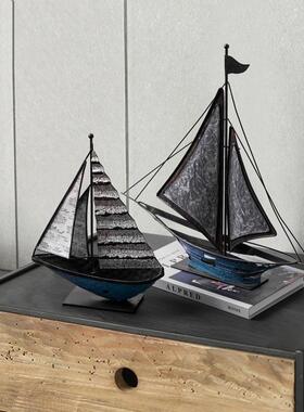 MTY北欧铁艺帆船摆件办公室办桌书架柜客厅电视做家居装饰品乡村