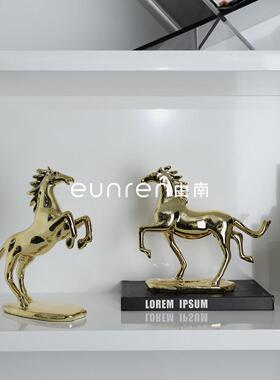 轻创意办公马到成奢件功摆工室艺品桌面装饰书房书柜电LQJ视柜装
