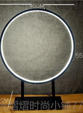 正品新中式玄灯圈禅底座办公室会所客厅设倒流香摆圆意光圈关台灯