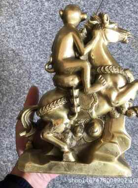 纯铜马上封侯马上猴摆件黄铜生肖马猴家居收藏装饰工艺品摆件