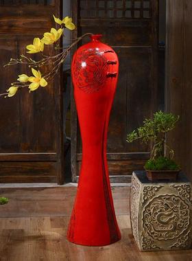 新款新中式软艺术客厅高端电视柜旁边落地气大装摆件样板室间茶装